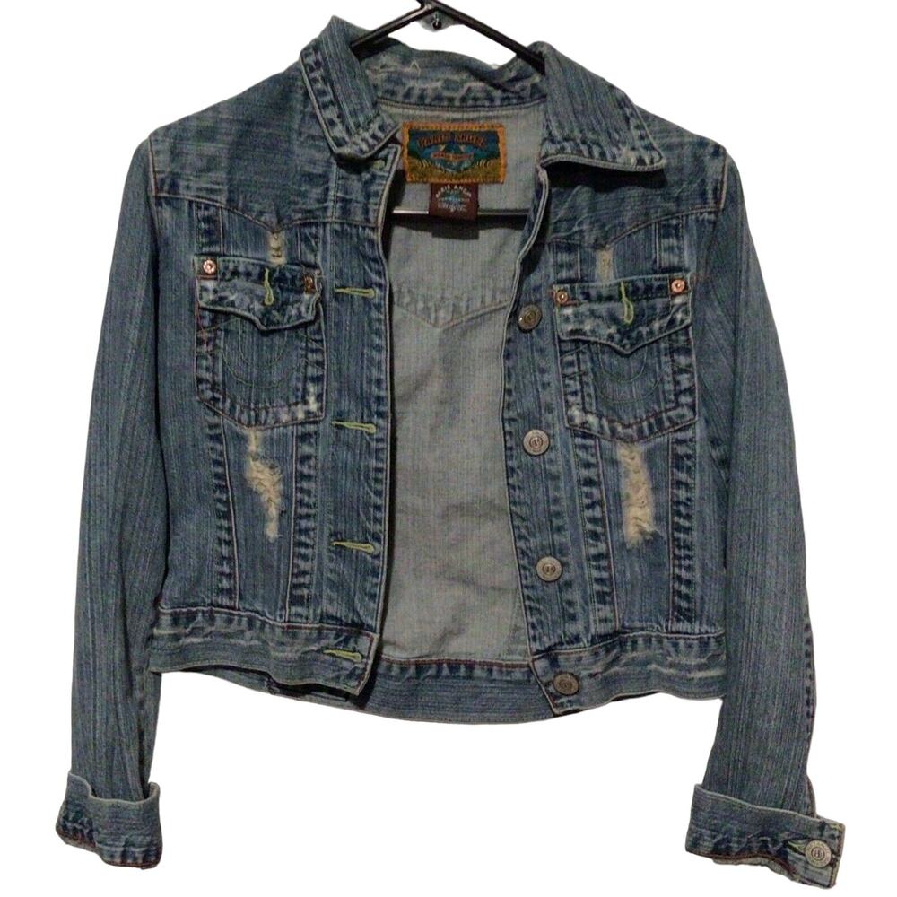 Paris Angel Women’s Distressed Denim Jacket – Size Small, Casual Wash Jean Coat